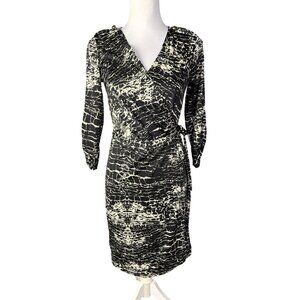 Vintage Jonathan Martin Women's V-Neck Wrap Dress With 3/4 Sleeves Knee Length